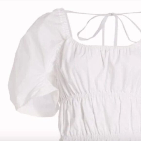 Derek Lam 10 Crosby Elora Cotton Puff Sleeve Blouse White size 10 - Picture 5 of 7